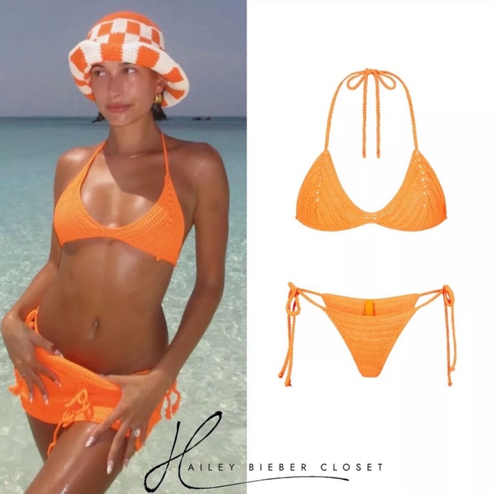 Skims Crochet Orange Bikini Set medium